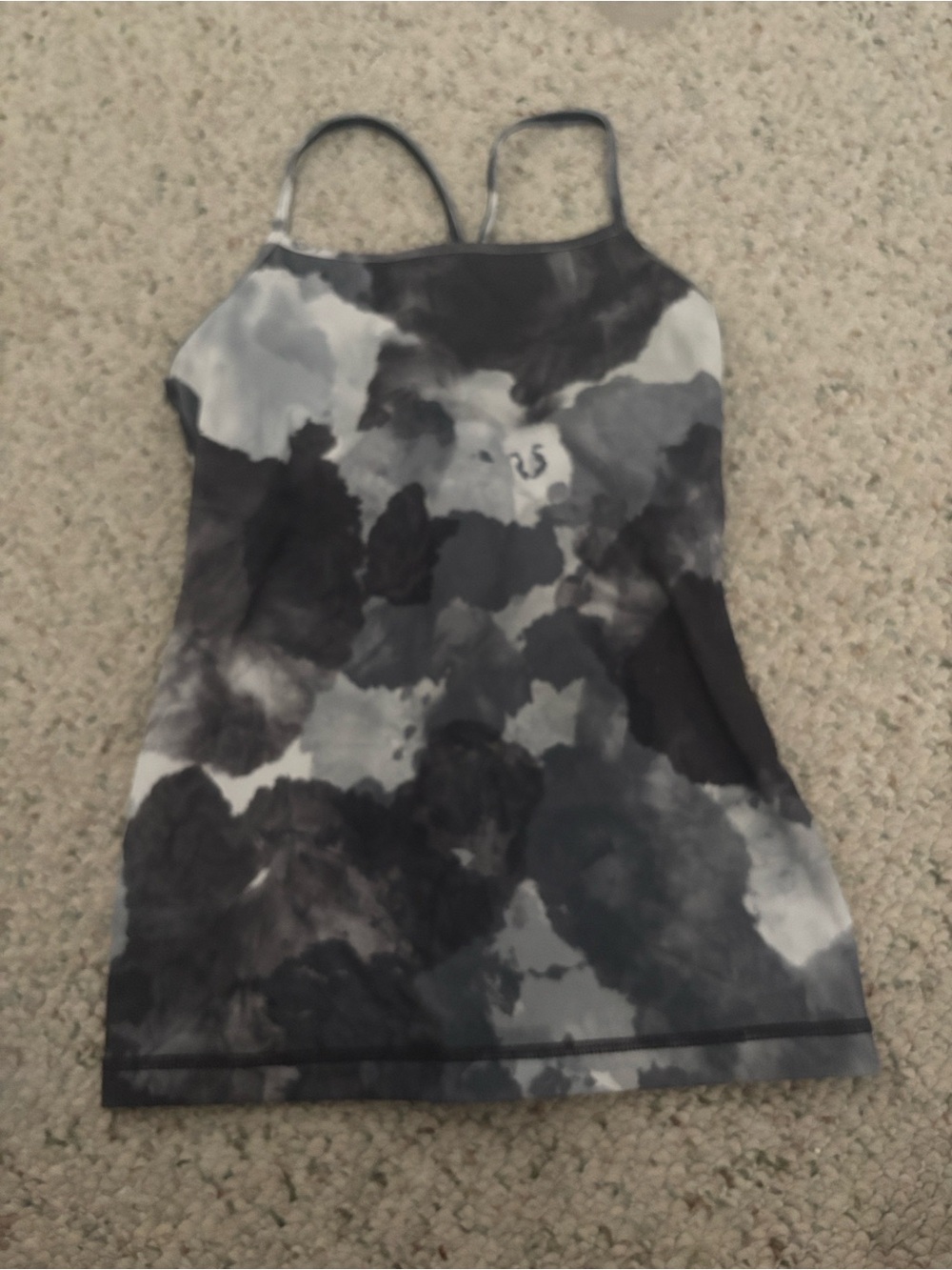 lululemon athletica Black and Gray Tie-Dye Tank Top